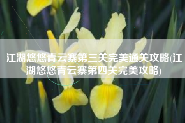 江湖悠悠青云寨第三关完美通关攻略(江湖悠悠青云寨第四关完美攻略)