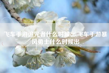 飞车手游追光者什么时候出,飞车手游暴风勇士什么时候出