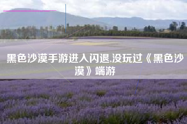 黑色沙漠手游进入闪退,没玩过《黑色沙漠》端游
