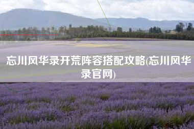 忘川风华录开荒阵容搭配攻略(忘川风华录官网)