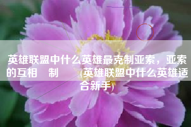 英雄联盟中什么英雄最克制亚索，亚索的互相牽制關係(英雄联盟中什么英雄适合新手)