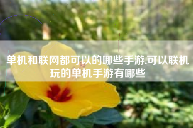 单机和联网都可以的哪些手游,可以联机玩的单机手游有哪些