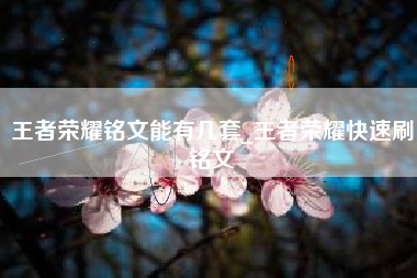 王者荣耀铭文能有几套_王者荣耀快速刷铭文