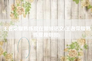 王者荣耀熟练度在哪领铭文(王者荣耀熟练度规则图)