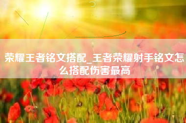 荣耀王者铭文搭配_王者荣耀射手铭文怎么搭配伤害最高
