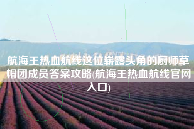 航海王热血航线这位崭露头角的厨师草帽团成员答案攻略(航海王热血航线官网入口)