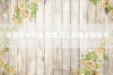手游版号申请 作弊,怎么办理手游版号