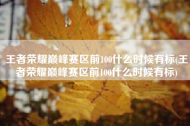 王者荣耀巅峰赛区前100什么时候有标(王者荣耀巅峰赛区前100什么时候有标)