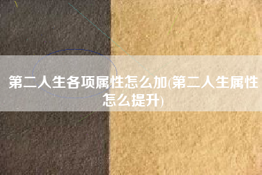 第二人生各项属性怎么加(第二人生属性怎么提升)