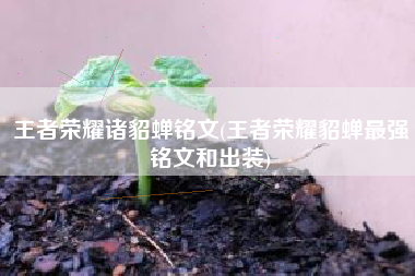 王者荣耀诸貂蝉铭文(王者荣耀貂蝉最强铭文和出装)