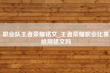 职业队王者荣耀铭文_王者荣耀职业比赛给用铭文吗