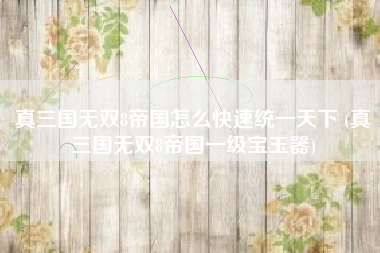 真三国无双8帝国怎么快速统一天下 (真三国无双8帝国一级宝玉器)