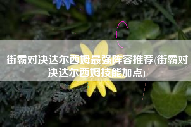 街霸对决达尔西姆最强阵容推荐(街霸对决达尔西姆技能加点)