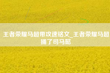 王者荣耀马超带攻速铭文_王者荣耀马超捅了司马懿