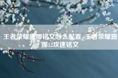 王者荣耀露娜铭文怎么配置_王者荣耀露娜12攻速铭文