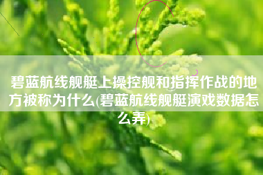 碧蓝航线舰艇上操控舰和指挥作战的地方被称为什么(碧蓝航线舰艇演戏数据怎么弄)