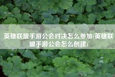 英雄联盟手游公会对决怎么参加(英雄联盟手游公会怎么创建)