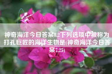 神奇海洋今日答案8.2下列选项中被称为打孔巨匠的海洋生物是(神奇海洋今日答案7.25)