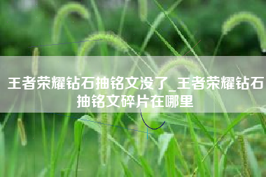 王者荣耀钻石抽铭文没了_王者荣耀钻石抽铭文碎片在哪里