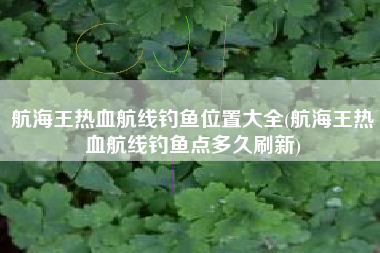 航海王热血航线钓鱼位置大全(航海王热血航线钓鱼点多久刷新)