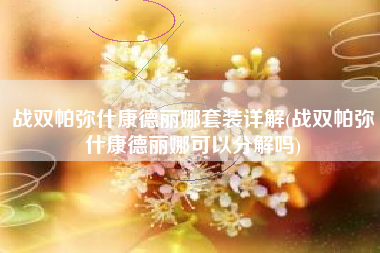 战双帕弥什康德丽娜套装详解(战双帕弥什康德丽娜可以分解吗)