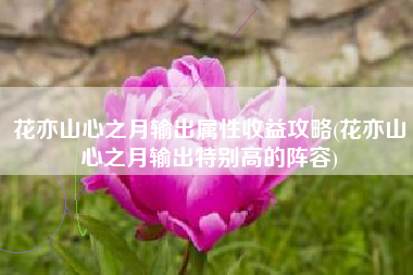 花亦山心之月输出属性收益攻略(花亦山心之月输出特别高的阵容)