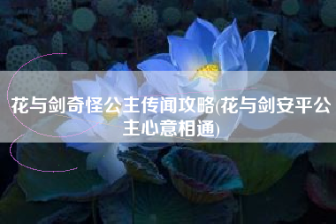 花与剑奇怪公主传闻攻略(花与剑安平公主心意相通)