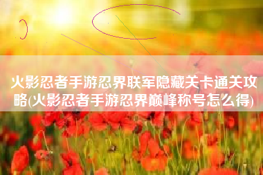 火影忍者手游忍界联军隐藏关卡通关攻略(火影忍者手游忍界巅峰称号怎么得)