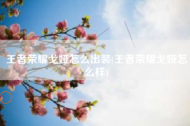 王者荣耀戈娅怎么出装(王者荣耀戈娅怎么样)
