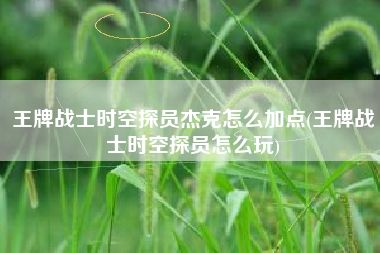 王牌战士时空探员杰克怎么加点(王牌战士时空探员怎么玩)