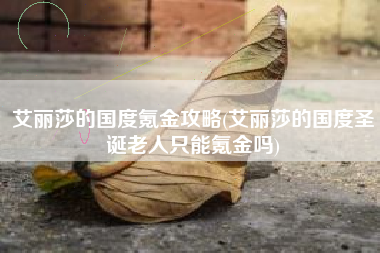 艾丽莎的国度氪金攻略(艾丽莎的国度圣诞老人只能氪金吗)