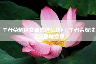 王者荣耀铭文被洗这么找回_王者荣耀洗铭文是啥意思