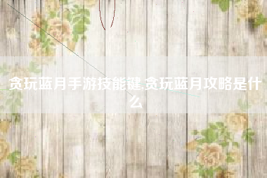 贪玩蓝月手游技能键,贪玩蓝月攻略是什么