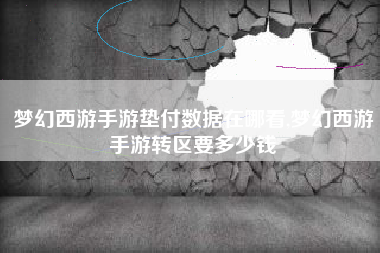梦幻西游手游垫付数据在哪看,梦幻西游手游转区要多少钱