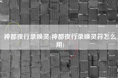 神都夜行录唤灵(神都夜行录唤灵符怎么用)