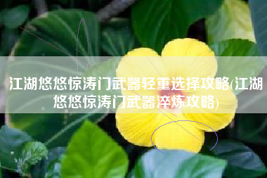 江湖悠悠惊涛门武器轻重选择攻略(江湖悠悠惊涛门武器淬炼攻略)