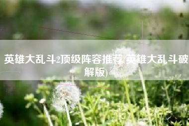 英雄大乱斗2顶级阵容推荐(英雄大乱斗破解版)