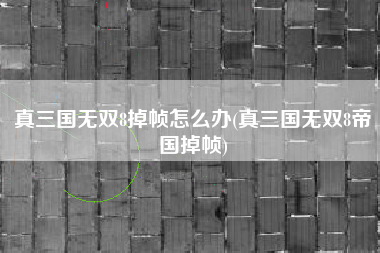 真三国无双8掉帧怎么办(真三国无双8帝国掉帧)