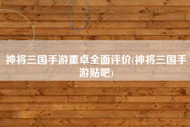 神将三国手游董卓全面评价(神将三国手游贴吧)