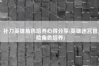 补刀英雄角色培养心得分享(英雄迷宫冒险角色培养)