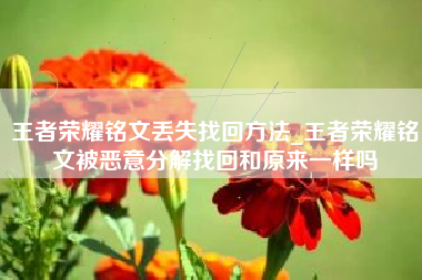 王者荣耀铭文丢失找回方法_王者荣耀铭文被恶意分解找回和原来一样吗