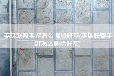 英雄联盟手游怎么添加好友(英雄联盟手游怎么删除好友)