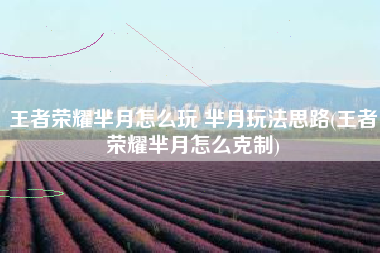 王者荣耀芈月怎么玩 芈月玩法思路(王者荣耀芈月怎么克制)