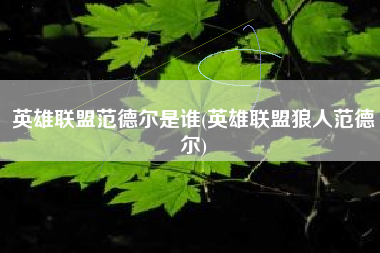 英雄联盟范德尔是谁(英雄联盟狼人范德尔)