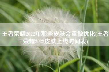王者荣耀2022年那些皮肤会重做优化(王者荣耀2022皮肤上线时间表)