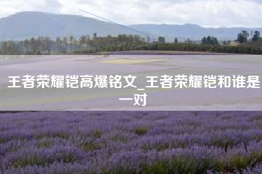 王者荣耀铠高爆铭文_王者荣耀铠和谁是一对
