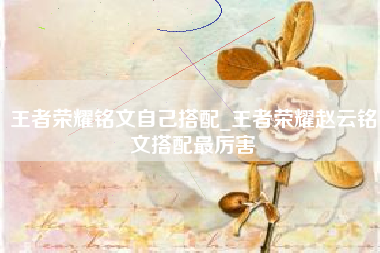 王者荣耀铭文自己搭配_王者荣耀赵云铭文搭配最厉害