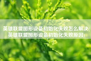 英雄联盟图形设备初始化失败怎么解决(英雄联盟图形设备初始化失败原因)
