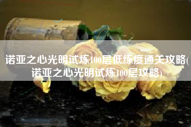 诺亚之心光明试炼100层低练度通关攻略(诺亚之心光明试炼100层攻略)