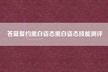 苍蓝誓约黑白姿态黑白姿态技能测评